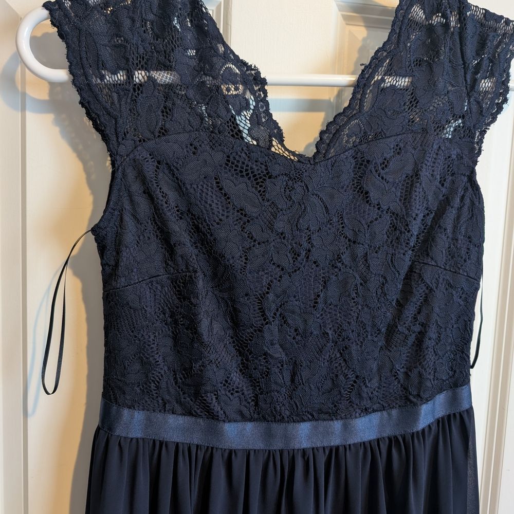 Daisyaner Large Elegant Navy Lace Floral Dress For Wedding Party Bridesmaid